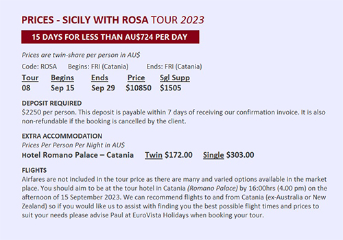 Sicily with Rosa Tour price